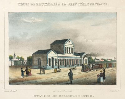 Gare de Braine-le-Comte, Belgique, gravé par Gerard, 1843 - A. after Canelle