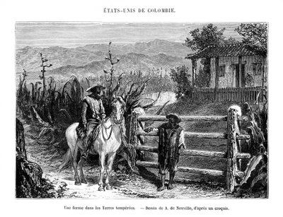 Une ferme, Colombie, Amérique du Sud, 19e siècle - A. de Neuville