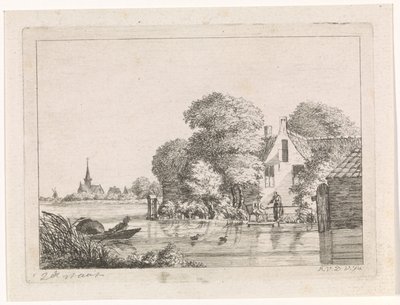 Pêcheur et une femme devant une maison - A. van de Velde