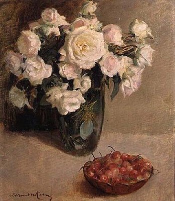 Nature Morte de Roses et Cerises - A. van der Kelen