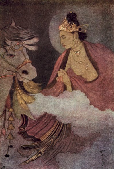 Départ du prince Siddhartha (lithographie en couleur) - Abanindranath Tagore