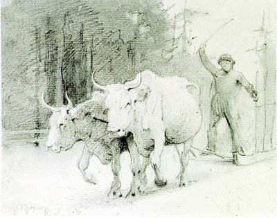 Un paysan français conduisant des bœufs - Abbott Handerson Thayer