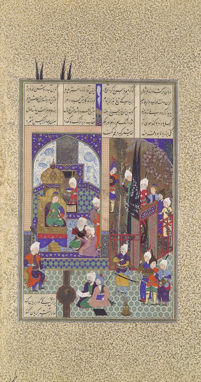 Les Sages du Shah Approuvent le Mariage de Zal, Folio 86v du Shahnama, vers 1525-1530 - 