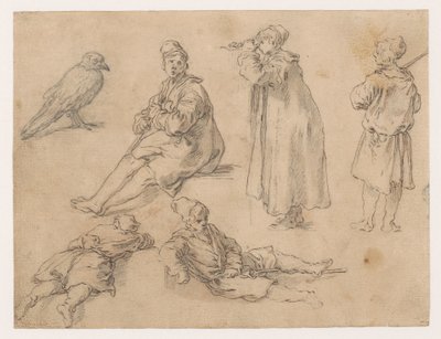 Un garçon assis et deux garçons debout - Abraham Bloemaert