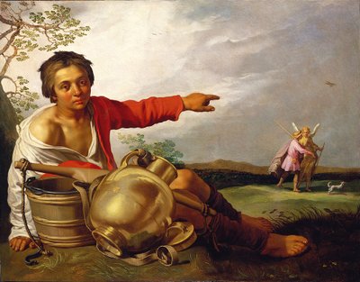 Garçon berger pointant vers Tobias et l
