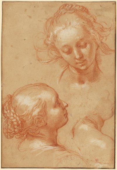 Trois études de femmes (recto) ; quatre études de mains et une contre-épreuve d