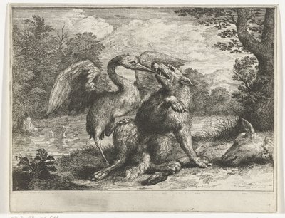 Le loup et la grue - Abraham Bloteling