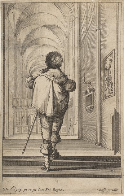 Un gentleman vu de dos entrant dans une église, vers 1629 - Abraham Bosse