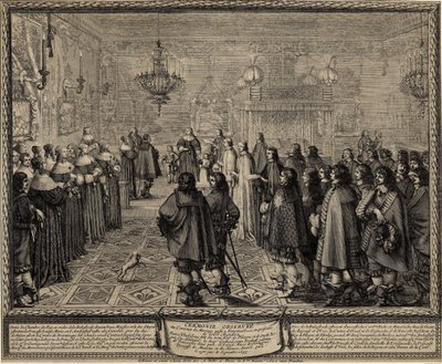 Cérémonie du contrat de mariage entre Wladyslaw IV, roi de Pologne et Marie Louise Gonzaga - Abraham Bosse