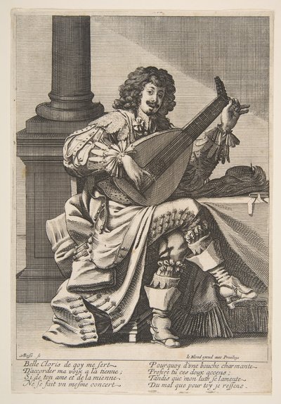 Homme chantant et jouant du luth - Abraham Bosse