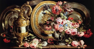 Nature morte avec argent et fleurs - Abraham Brueghel