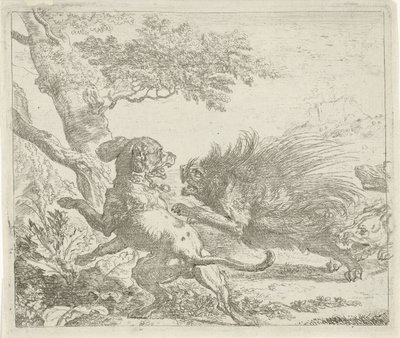 Porc-épic attaqué par des chiens - Abraham Danielsz. Hondius