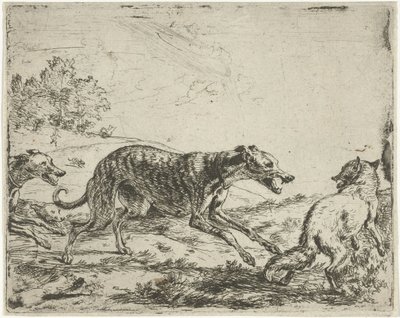 Renard et les trois chiens - Abraham Danielsz. Hondius