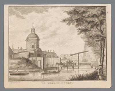 Vue sur la Morspoort à Leyde - Abraham Delfos