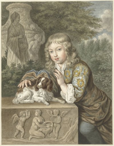 Garçon avec un petit chien - Abraham Delfos