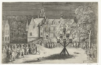 Feu de joie lors de la visite de la princesse Maria Henrietta avec le prince Guillaume III à Breda, 1653 - Abraham Dircksz. Santvoort