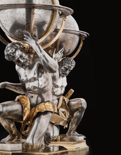 Deux globes terrestres et célestes exceptionnels, soutenus par Hercule et Atlas, Augsbourg - Abraham Drentwett
