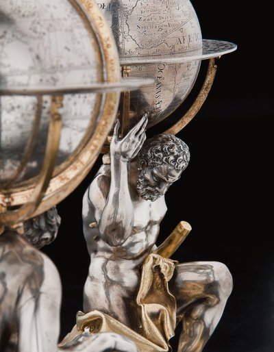 Deux globes terrestres et célestes exceptionnels, soutenus par Hercule et Atlas, Augsbourg - Abraham Drentwett