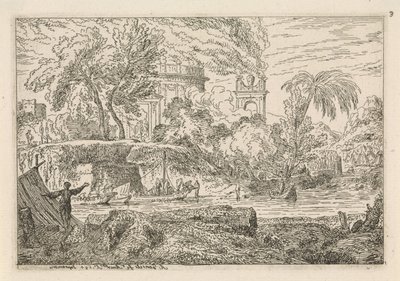 Paysage arcadien avec arc de triomphe (Paysages classiques) - Abraham Genoels