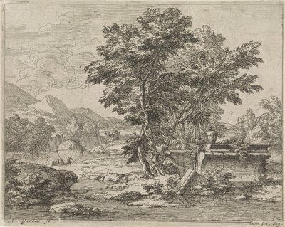 Paysage avec une ruine classique - Abraham Genoels