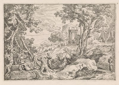 Paysage avec temple (Paysages classiques) - Abraham Genoels