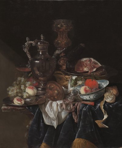 Cruche à vin en argent, jambon et fruits, vers 1660-1666 - Abraham Hendricksz van Beyeren