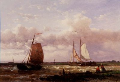 Scène côtière avec bateaux de pêche - Abraham Hulk