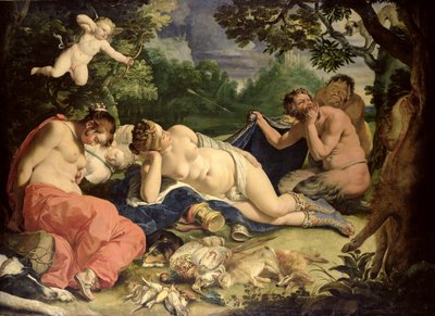 Diane et les nymphes endormies, visitées par des satyres - Abraham Janssens van Nuyssen