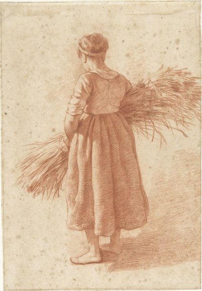 Femme debout avec une botte de blé - Abraham Johannes Ruytenschildt (attributed to)
