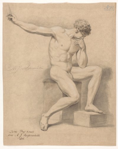 Homme nu assis, vu de face (3e prix 1805) - Abraham Johannes Ruytenschildt