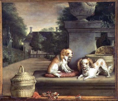 Deux chiens dans un parc - Abraham Lambertsz van den Tempel