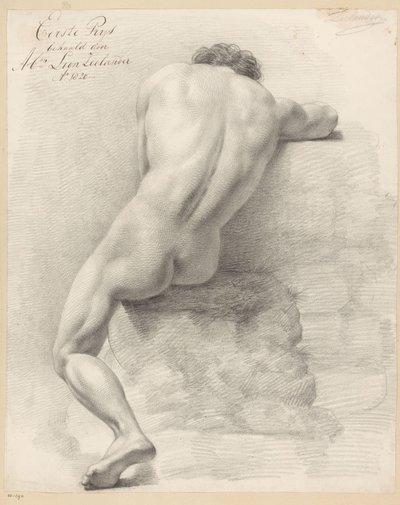Nu masculin assis, vu de dos (1er prix 1820) - Abraham Lion Zeelander