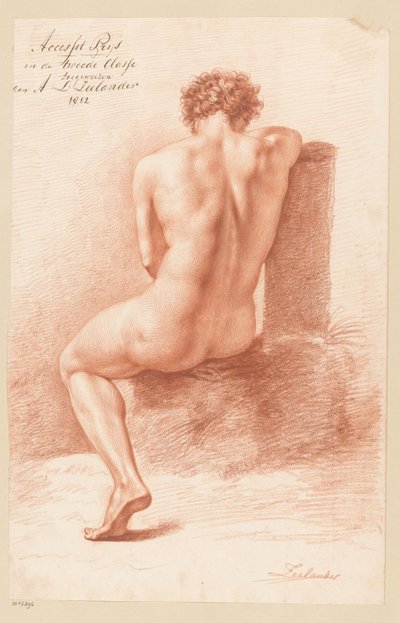 Nu masculin assis, vu de dos (2e prix 1812) - Abraham Lion Zeelander