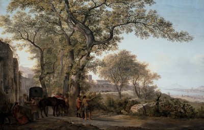 Paire : La Via Appia avec vue sur la baie de Gaeta et le rocher de Circé - Abraham Louis Rudolph Ducros