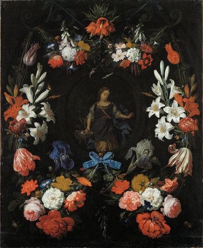 Guirlande de fleurs, vers 1675 - Abraham Mignon