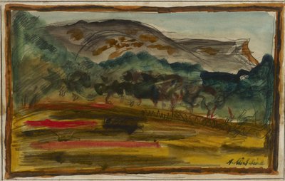 Paysage (aquarelle et crayon sur papier) - Abraham Mintchine