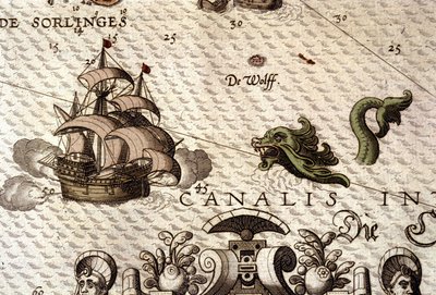 Un monstre marin attaquant un galion (caravelle). Détail d