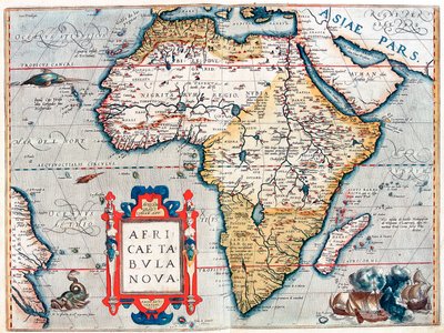 Description du continent africain. Carte géographique du "Theatrum Orbis Terrarum" d