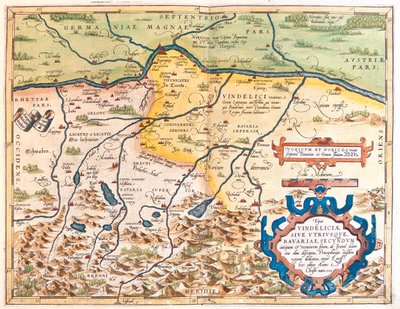 Allemagne (État : Bavière), Autriche (État : Tyrol, Haute-Autriche, Salzbourg) - Abraham Ortelius