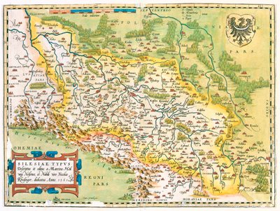 Allemagne (État : Brandebourg, Saxe), Pologne (voïvodie : Lubusz, Grande Pologne, Basse Silésie, ód , Opolskie, Silésie, Petite Pologne), République tchèque (région : Moravie-Silésie, Olomouc, Pardubice, Hradec Králové, Liberec, Bohême centrale, Ústí nad L - Abraham Ortelius
