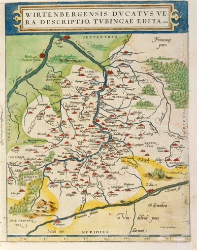 Carte du Wurtemberg, du Theatrum Orbis Terrarum par Abraham Ortelius - Abraham Ortelius
