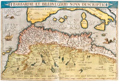 Maroc, Algérie, Tunisie, ouest de la Libye, Sahara occidental, Mauritanie, Sénégal, Mali, Niger - Abraham Ortelius