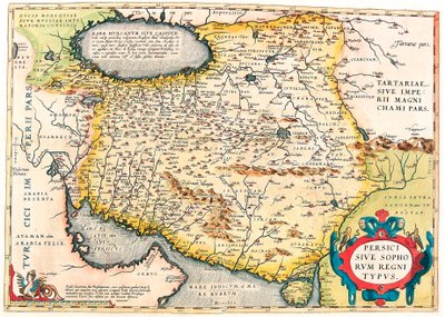 Persici sive Sophorum Regni Typus Carte géographique du territoire de la péninsule arabique de « Theatrum Orbis Terrarum » par Abraham Ortelius (Oertel, Ortell ou Ortel) - Abraham Ortelius