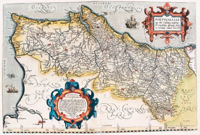 Carte géographique du territoire du Portugal de « Theatrum Orbis Terrarum » par Abraham Ortelius (Oertel, Ortell ou Ortel) - Abraham Ortelius