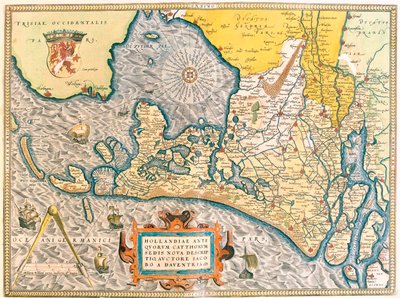 Province : Frise, Hollande-Septentrionale, Hollande-Méridionale, Brabant-Septentrional, Limbourg, Utrecht, Gueldre, Flevoland, Pays-Bas - Abraham Ortelius