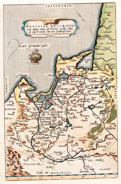 Thietmarsiae, Holsaticae regionis parties typus Carte géographique du territoire du nord de la Pologne avec la ville de Dantzig tirée de « Theatrum Orbis Terrarum » par Abraham Ortelius - Abraham Ortelius
