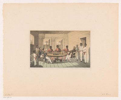 Surinamiens et Hollandais buvant du thé - Abraham Pieter Felix