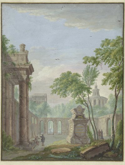 Jardin avec une tombe en mémoire de Johanna Koerten Blok - Abraham Rademaker