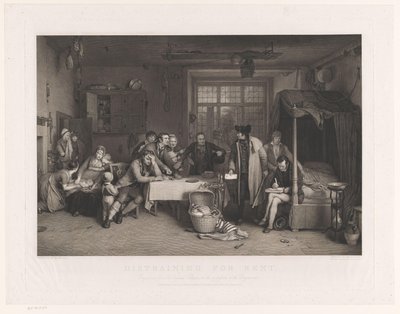 Intérieur sobre avec des hommes saisissant les biens d