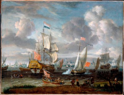 A.Storck, Un yacht anglais salue un navire de guerre hollandais - Abraham Storck